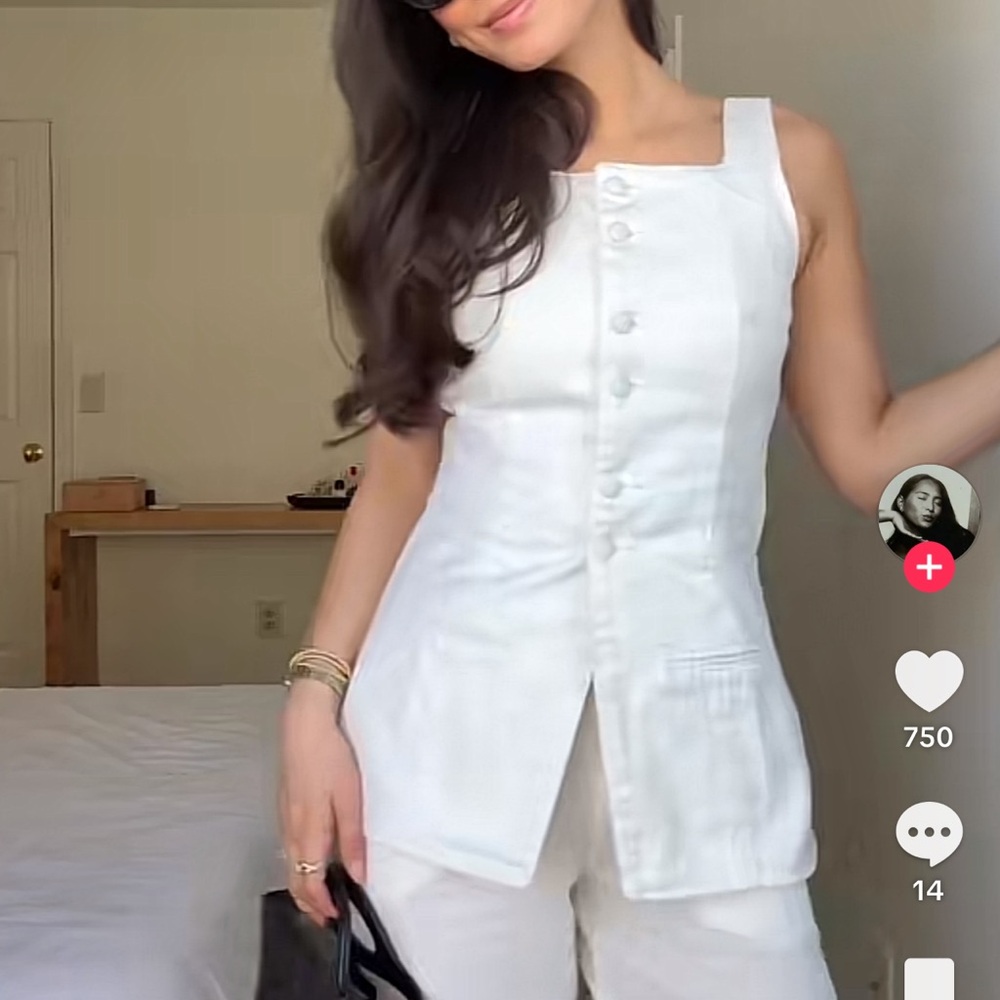 Meshki White denim top